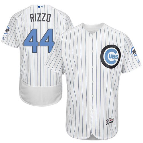 Cubs #44 Anthony Rizzo White(Blue Strip) Flexbase Authentic Collection Father's Day Stitched MLB Jersey - Click Image to Close